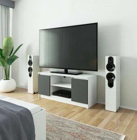 Szafka RTV do salonu biała - grafit / szary - Galapi 3X 120 cm