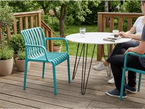 Plastowe krzesło TREGO z podłokietnikami, niebieskie