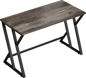HOMCOM 120 cm Biurko Komputerowe, Industrialne Biurko z Metalową Podstawą w Kształcie Z, Stół Roboczy do Biura, Szary w Stylu Vintage | Aosom PL