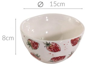 Miska ceramiczna do zupy STRAWBERRY, wzór truskawek, 540 ml