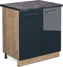 Szafka pod zlew ciemnoniebieski wysoki połysk 80x60x82 fame-line