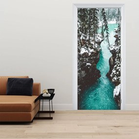 Fototapeta na drzwi - Górska rzeka zimą (95x205cm)