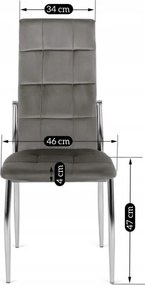 Krzesło Tapicerowane do Jadalni MOLLY Szare Welurowe Nowoczesne