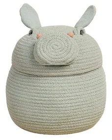 Jasnoszary tekstylny dziecięcy kosz na zabawki ø 25x30 cm Henry the Hippo – Lorena Canals