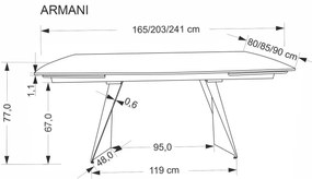 Stół rozkładany ARMANI 165(241)x90 czarny marmur/czarny HALMAR