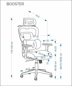 Fotel biurowy ergonomiczny Booster Halmar z regulowanym zagłówkiem
