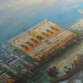 Obraz - Gondola przejeżdżająca przez Wenecję, obraz olejny (170x50 cm)