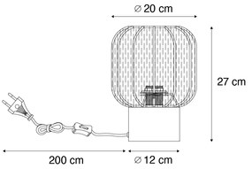 Lampa stołowa Japandi złota z beżowym kloszem - PluniJapandi Oswietlenie wewnetrzne