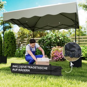 Outsunny 3 x 3 m Składany Pawilon, Regulowany Wysokością Pawilon Ogrodowy, z Torbą na Kółkach, do Ogrodu, Tarasu, Metal, Tkanina, Kremowy