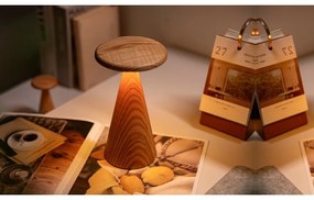 Lampa stołowa LED w naturalnym kolorze z drewnianym kloszem (wysokość 21 cm) Sylva – Gingko