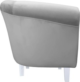 Fotel Milo tkanina Welur wygodny fotel tapicerowany do salonu i sypialni : Kolor nogi - Biała, Kolor tkaniny - VELVET - MG17, Wysokość nogi - 15 cm