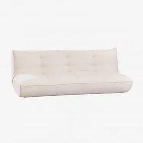 Sofa Rozkładana 3-osobowa Tapicerowana Mati Tkaniny Distressed White - Sklum