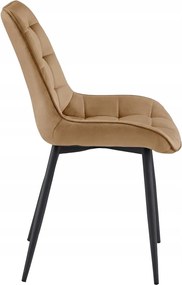 Brązowe krzesło do kuchni BERA aksamitne z czarnymi nogami