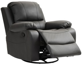 HOMCOM Fotel relaksacyjny obrotowy z regulowanym oparciem i podnóżkiem do 150 kg czarny | Aosom PL