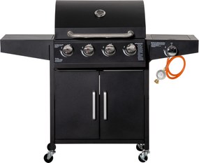 Outsunny grill gazowy z 3 palnikami każdy 3 kw przenośny kratka grillowa na 4 kółkach czarny