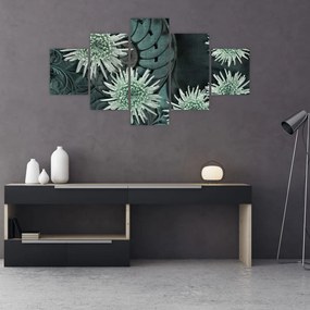 Obraz - Zielone kwiaty (125x70 cm)