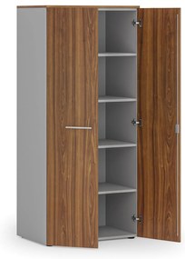 Szafa biurowa z drzwiami PRIMO GRAY, 800 x 500 x 1781 mm, szary/orzech