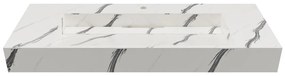 Umywalka podwieszana TAKOTNA z twardego materiału marmuropodobnego w kolorze białym – 120,2 × 45,2 × 8 cm (dł. × szer. × wys.)