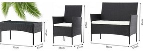 Aldotrade Rattanowy zestaw ogrodowy GardenLine, czarny + kremowe siedziska