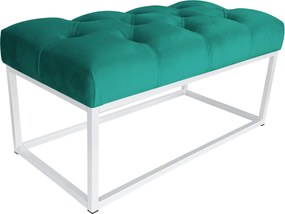 Ławka CHESTERFIELD tkanina Welur loft ławka metal : Kolor Stelaża - Biały, Kolor tkaniny - VELVET - MG20, Typ tkaniny - Velvet