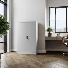 Biurowa szafa metalowa na akta KEVIN, 900 x 1400 x 400 mm, szara
