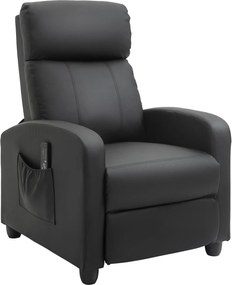 HOMCOM Fotel masujący z funkcją leżenia 2 punkty masażu sztuczna skóra czarny 68x88x98cm | Aosom PL