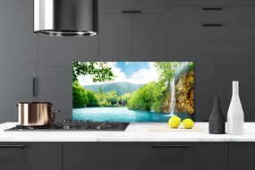 Szkło do Kuchni na Ścianę Wodospad Nad Ukrytym Jeziorem