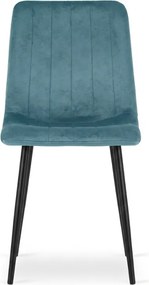Aksamitne krzesło LAVA PETROL BLUE w kolorze nafty z czarnymi nogami