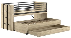 Piętrowe łóżko dziecięce z wysuwanym łóżkiem i stelażem 90x200 cm Sam – Vipack