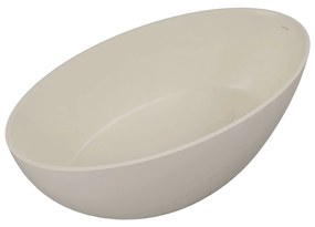 Wanna wolnostojąca owalna beżowa błyszcząca z konglomeratu 160 x 85 cm KALMI BEIGE GLOW z przelewem SLIM cienki rant