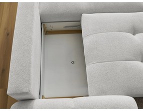 Jasnoszary rozkładany/ze schowkiem narożnik z tkaniny szenilowej (prawostronny/z szezlongiem) Roxelane – Bobochic Paris