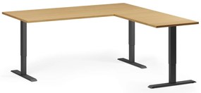 Narożne biurko z regulacją wysokości, 180x180 cm, 3 silniki, L/P, czarna podstawa, buk