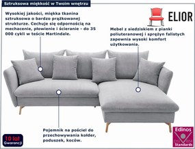 Popielata sztruksowa kanapa narożna z pojemnikiem H9-L51
