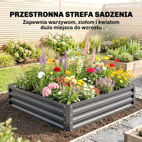 Outsunny Skrzynka ogrodowa, Pflanzkasten z obudową stalową, Jasnoszary, 120 x 120 x 30 cm