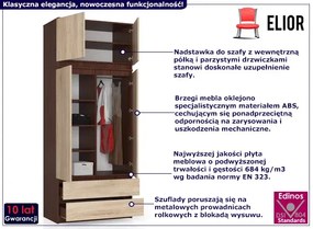 Szafa z drążkiem i półkami wenge + dąb sonoma Orix