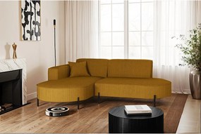 Narożnik w kształcie L Modena Rein, tkanina Poso, Musztardowy, Lewy