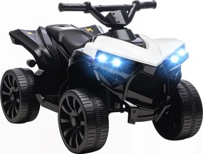 AIYAPLAY Dziecięcy Quad Elektryczny 6V z funkcją jazdy do przodu i tyłu, muzyką, reflektorami LED, biały | Aosom PL