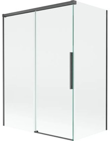Mexen Rox parawan nawannowy 2-skrzydłowy rozsuwany 120 + 70 x 150 cm, transparent, gun gray szczotkowany - 8C9-120-070-66-00