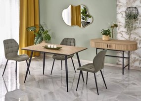 Nowoczesny stół Empori 120x80 cm prostokątny z trwałym blatem MDF w naturalnej okleinie, czarne nogi