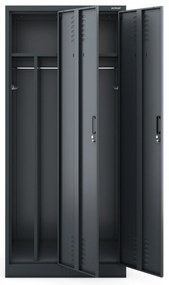 Szafa socjalna BHP ubraniowa czterokomorowa KACPER, 800 x 1800 x 500 mm, antracytowa