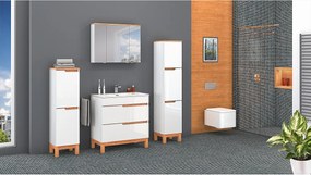 Biały Zestaw Łazienkowy 60cm Szafka z Umywalką 2 Drzwi Spek