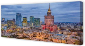 Obraz canvas na ścianę Panorama Warszawy o Zachodzie Słońca