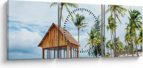 Obraz - Plaża (z zegarem) (90x30 cm)