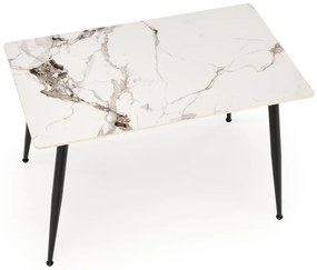 Stół EMILIO 120x80 biały marmur/czarny HALMAR