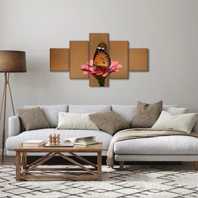 Obraz motyla na kwiatku (125x70 cm)