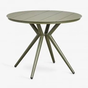 Okrągły Stół Ogrodowy Z Aluminium Valerie Intensywny Verde Olive & Ø100 Cm - Sklum