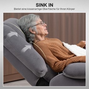 HOMCOM Elektryczny Fotel do Telewizora z Pomocą Wstawania, Funkcją Ciepła i Masażu, Pilotem i Kieszenią Boczną, Ciemnoszary