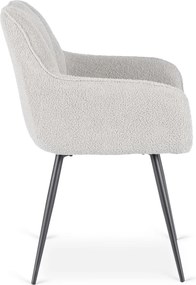 Krzesło Tapicerowane do Salonu NAWARA Szare Boucle Nowoczesne