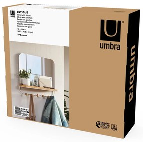 Biały wieszak ścienny z drewna bukowego z półką Estique – Umbra