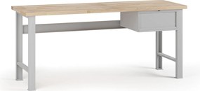 Stół warsztatowy G7, blat bukowy, 2000 x 800 x 840 mm, 1x kontener, 1x szuflada, szary